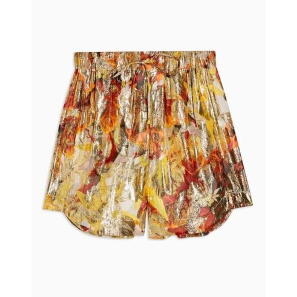 Topshop Metallic Jacquard Elastic Drawstring Relaxed Fit Shorts, Size 10, NWT - Picture 10 of 11